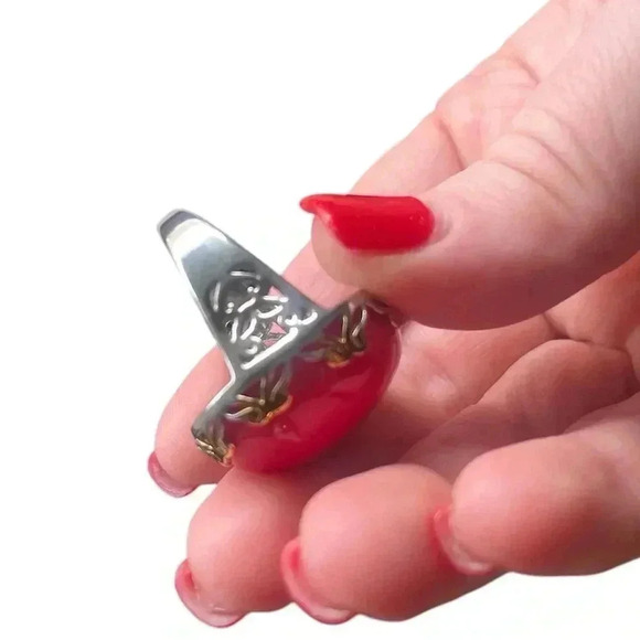 3 For $20! Plunder size 8 silver-tone and gold-tone ring with pink stone - Picture 3 of 6